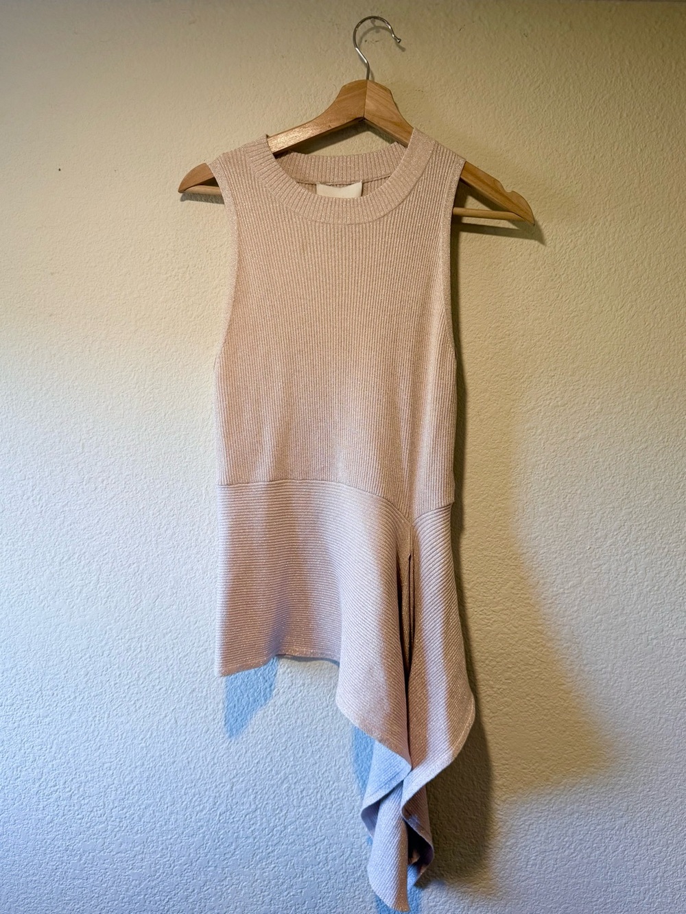 3.1 PHILLIP LIM Asymmetrical Knit Tank Top in Light Blush